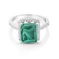thumbnail image 2 of Gem Stone King 925 Sterling Silver Green Malachite Engagement Ring for Women (5.36 Cttw, Emerald Cut 10X8MM, Gemstone Birthstone, Size 6), 2 of 4
