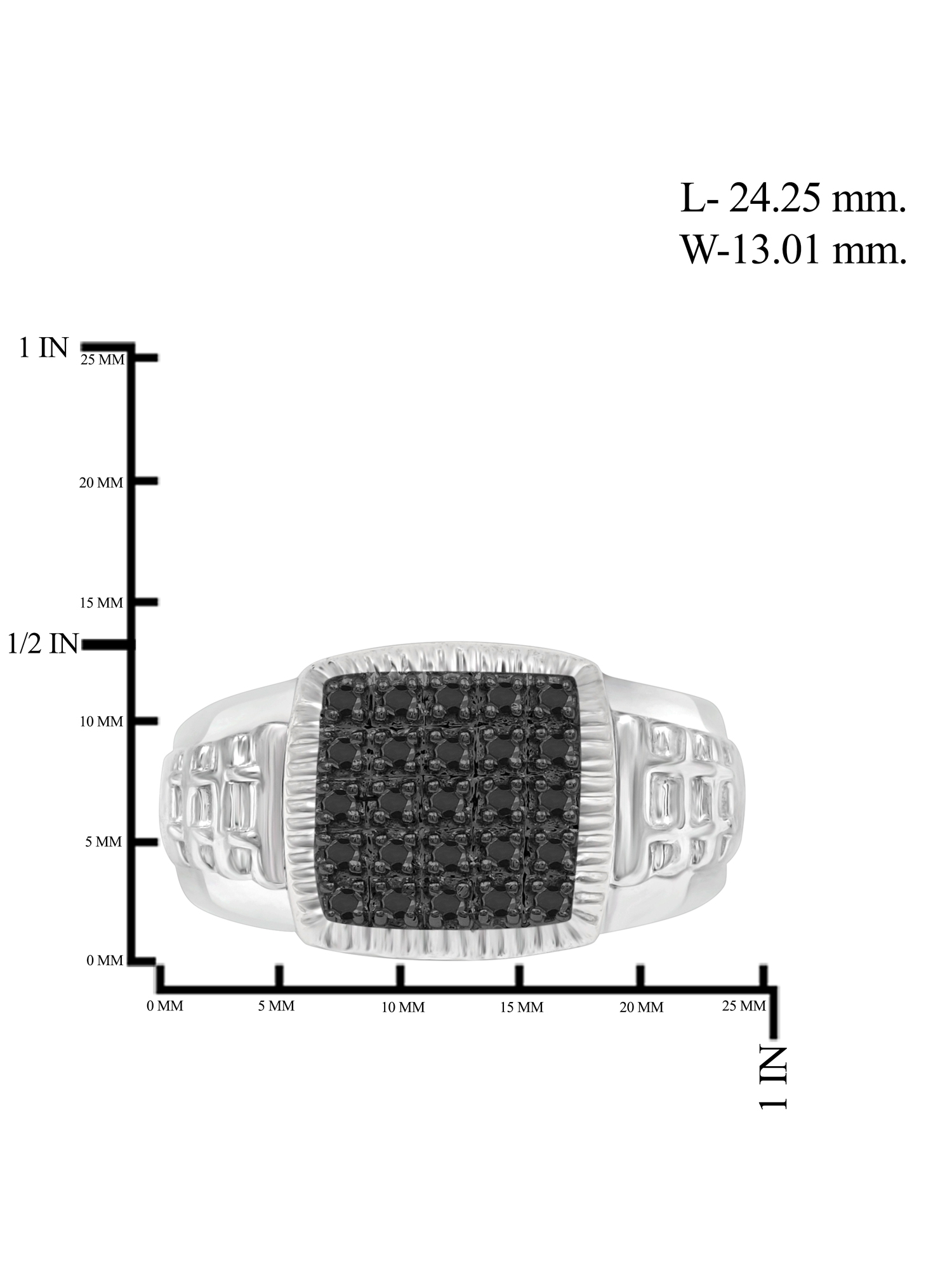 JewelersClub Mens Rings Statement Hypoallergenic Sterling Silver Black Diamond with Silver Band