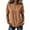 Brown, variant on Women's 2026 Summer Notch Neck Linen-Texture Top | V-Placket Wood-Button Loose Casual Blouse | Breathable Curved-Hem Short-Sleeve Shirt