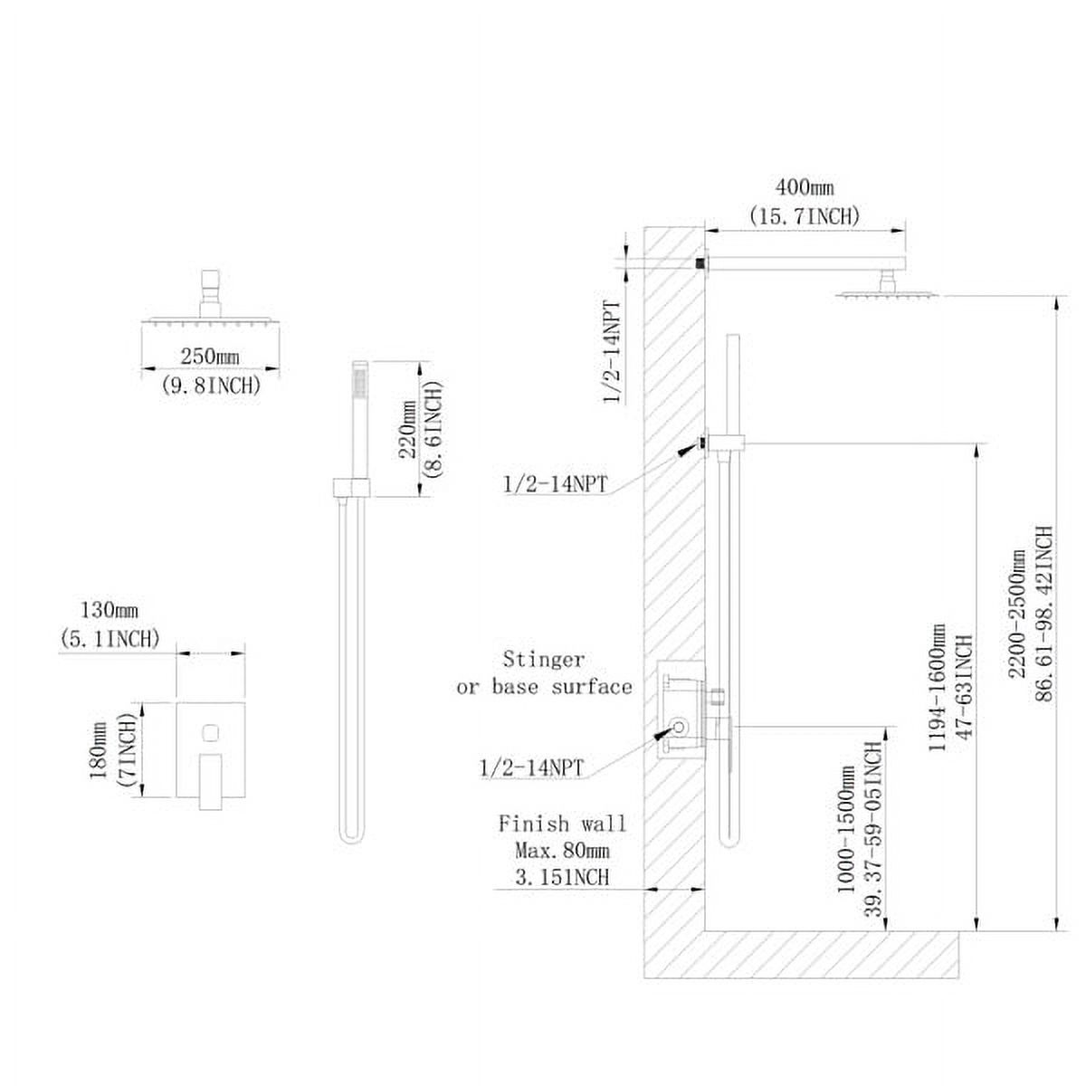 10" Matte Black Wall-Mounted Rain Shower System - Luxury Brass Combo Set with Handheld Sprayer & Ceramic Valve for Modern Bathrooms
