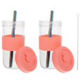 thumbnail image 3 of Here's a well structured product description for your item:\n\n \n\n**2pcs Reusable Transparent Glass with Silicone Sleeve and – Heat Resistant & Slip, 3 of 5