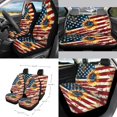thumbnail image 2 of Renewold American Flag Sunflower 15 PCS Car Seat Covers Set for Men Women, with Steering Wheel Rear View Mirror Cover Seat Belt Pads Trash Bin Sunglasses Pocket Coasters Key Chain Patriotic Decor, 2 of 7