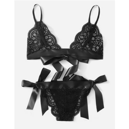 La Belle Fantastique Red / Black Bow Tie lingerie set sexy | gift for wife | Gift for her | sexy lace 2 piece | erotic lingerie