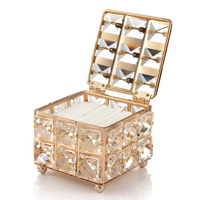 Organizador de maquillaje de cristal ZHAOCHENG bolsa pequeña con tapa dispensadora de algodón