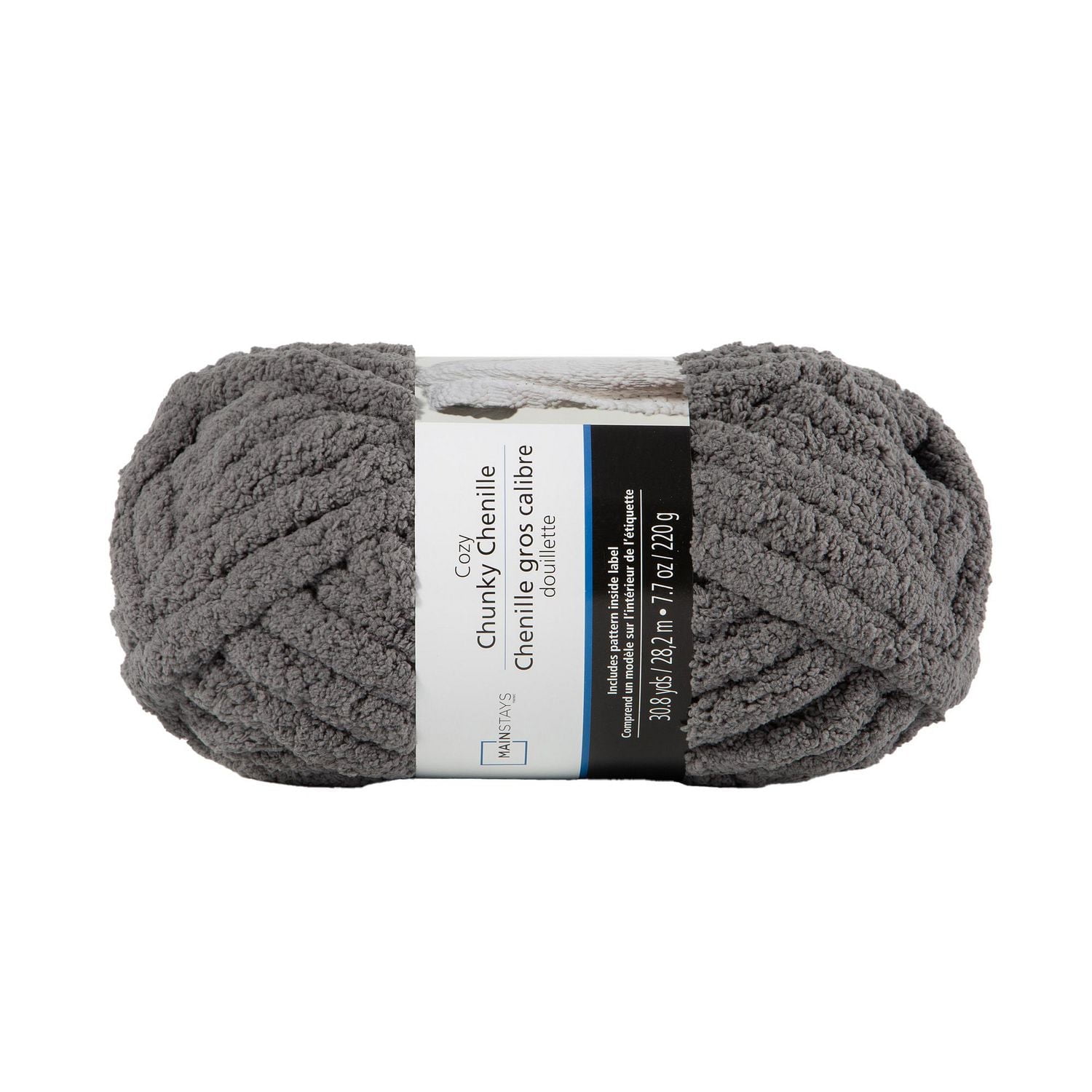 MAINSTAYS GreyChunky chenille yarn, Chunky Chenille yarn
