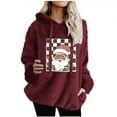 thumbnail image 2 of HOMBOM Hoodies Christmas Sweatshirts for Womens Cute Santa Red Pullover Fleece Merry and Bright Long Sleeve Ladies Shirts, 2 of 4