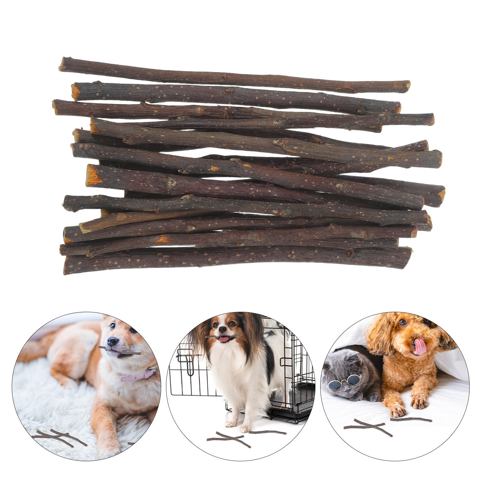 ELAYARD Durable Wood Branch Chew Sticks for Small Animals Light Brown Teeth Grinding and Training