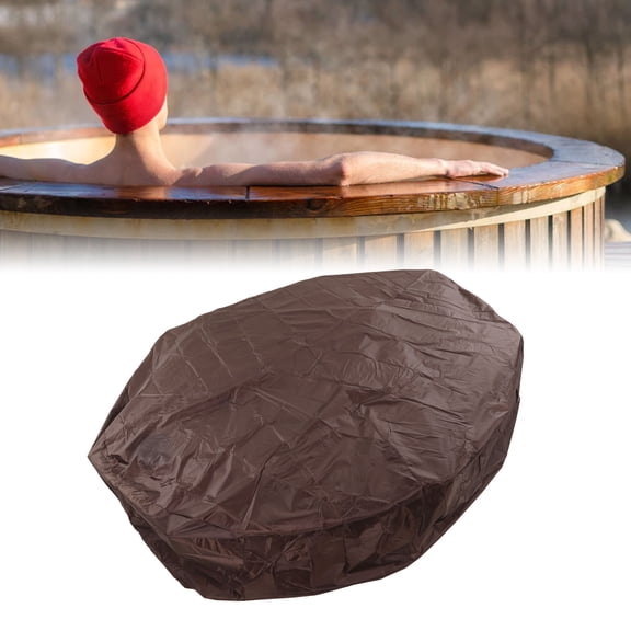 Kitchen Organization Round Hot Tub Cover, Dust and Sun Protection Cap for Bath, Rain and Snow Proof with Wind Proof Function