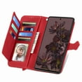 thumbnail image 5 of SaniMore Case for Google Pixel 7 6.3" 2022, PU Leather Zipper Wallet Detachable Lanyard Retro Embossed Flower Crad Slots Flip Kickstand Full Body Protective Drop-proof Case For Google Pixel 7, Red, 5 of 6