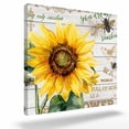 thumbnail image 2 of Retro Sunflowers Framed Canvas Wall Art, Yellow Floeal YOU ARE MY SUNSHINE Wood Grain Wall Art Painting for Living Room Bedroom Home Decor, 24”x24”, Office Artwork Print, 2 of 9