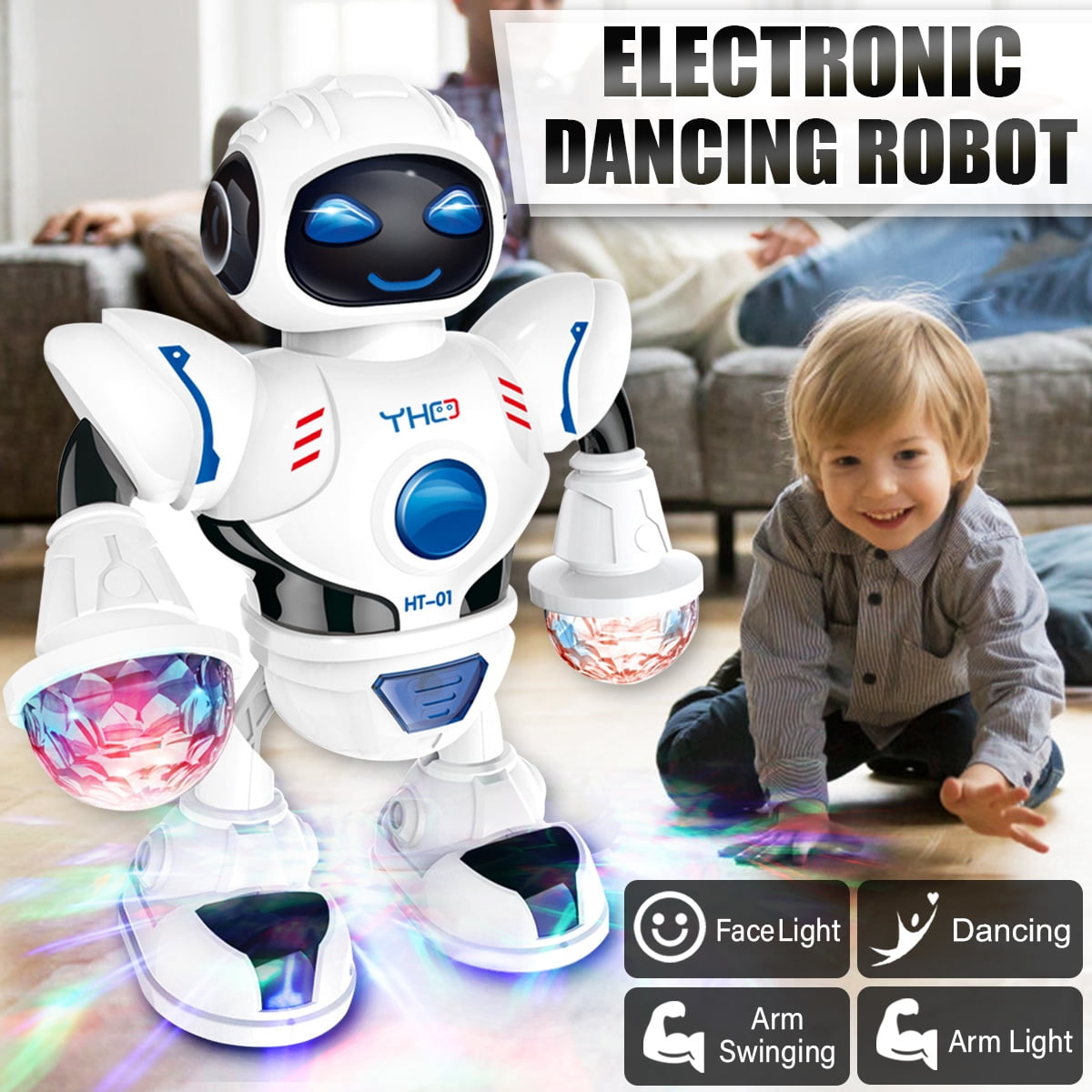 LED Light Music Electric Dancing Robot Space Walking Robot Kid Boy Toy Xmas gift