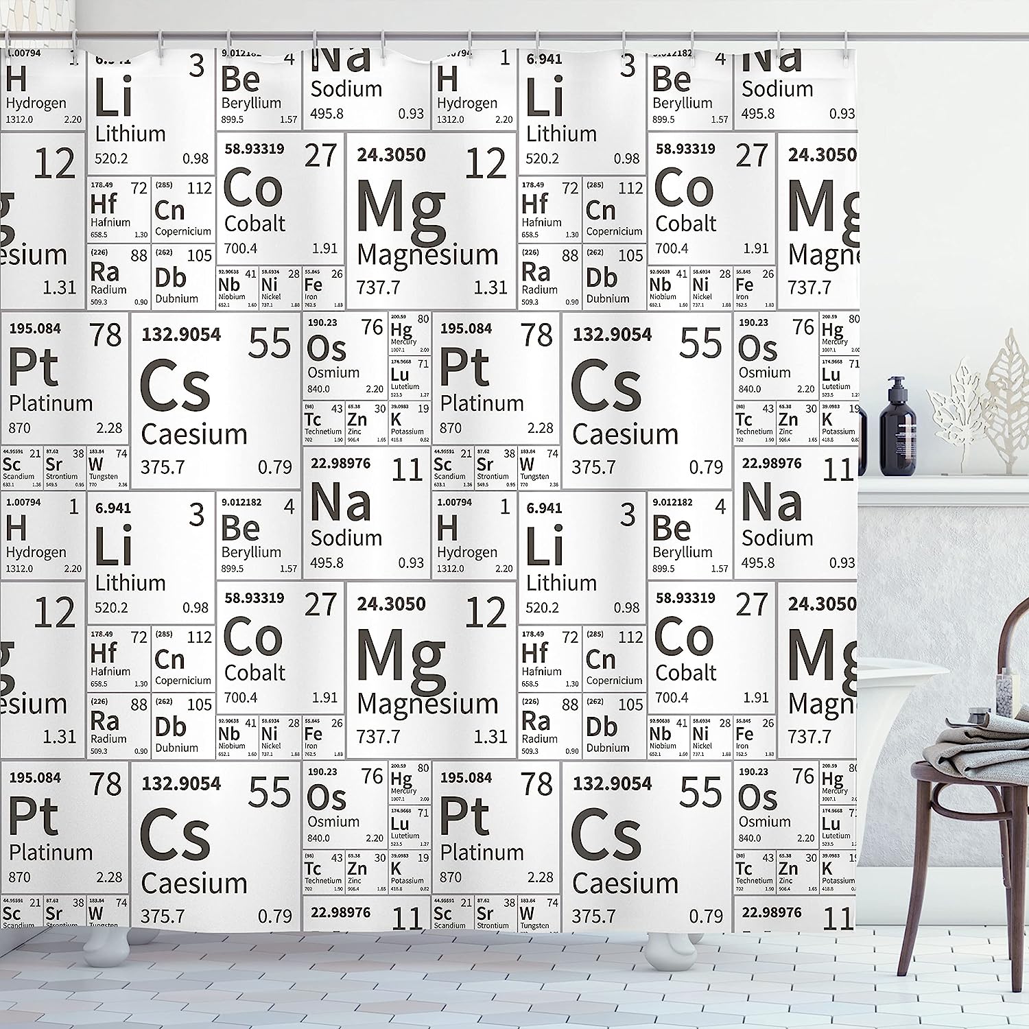 JOOCAR Periodic Table Shower Curtain, Life Smart Inspired Chemistry