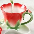 thumbnail image 3 of 3d Rose Shape Flower Enamel Ceramic Coffee Tea Cup And Saucer Spoon Porcelain Cup Creative Valentine Gift-red, 3 of 5