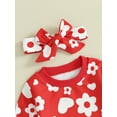 thumbnail image 5 of Elippeo Baby Girl Valentine’s Day Outfits Long Sleeve Floral Print Sweatshirt + Pants + Headband Set Toddler Clothes, 5 of 9