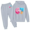 thumbnail image 4 of Kids Outfits Set 6 7 Six Seven Letter Outfits Set Comfortable Boys Graphic Print Hoodie And Jogger Outfit Two Piece Playwear For Toddler And Youth Kids Grey 130(7-8 Years), 4 of 8