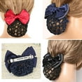 thumbnail image 7 of Yirtree 2PCS Bowknot Snood Net Barrette Hair Clip Bun Cover Hairnet Lace Bow Decor for Woman, Women Pro Bow Barrette Hair Clip Cover Bowknot Bun Snood Hairnet Hair Accessory, 7 of 7