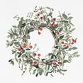 thumbnail image 2 of Caroline, Emma 20x20 White Modern Wood Framed Museum Art Print Titled - Holly Farmhouse Wreath I, 2 of 4