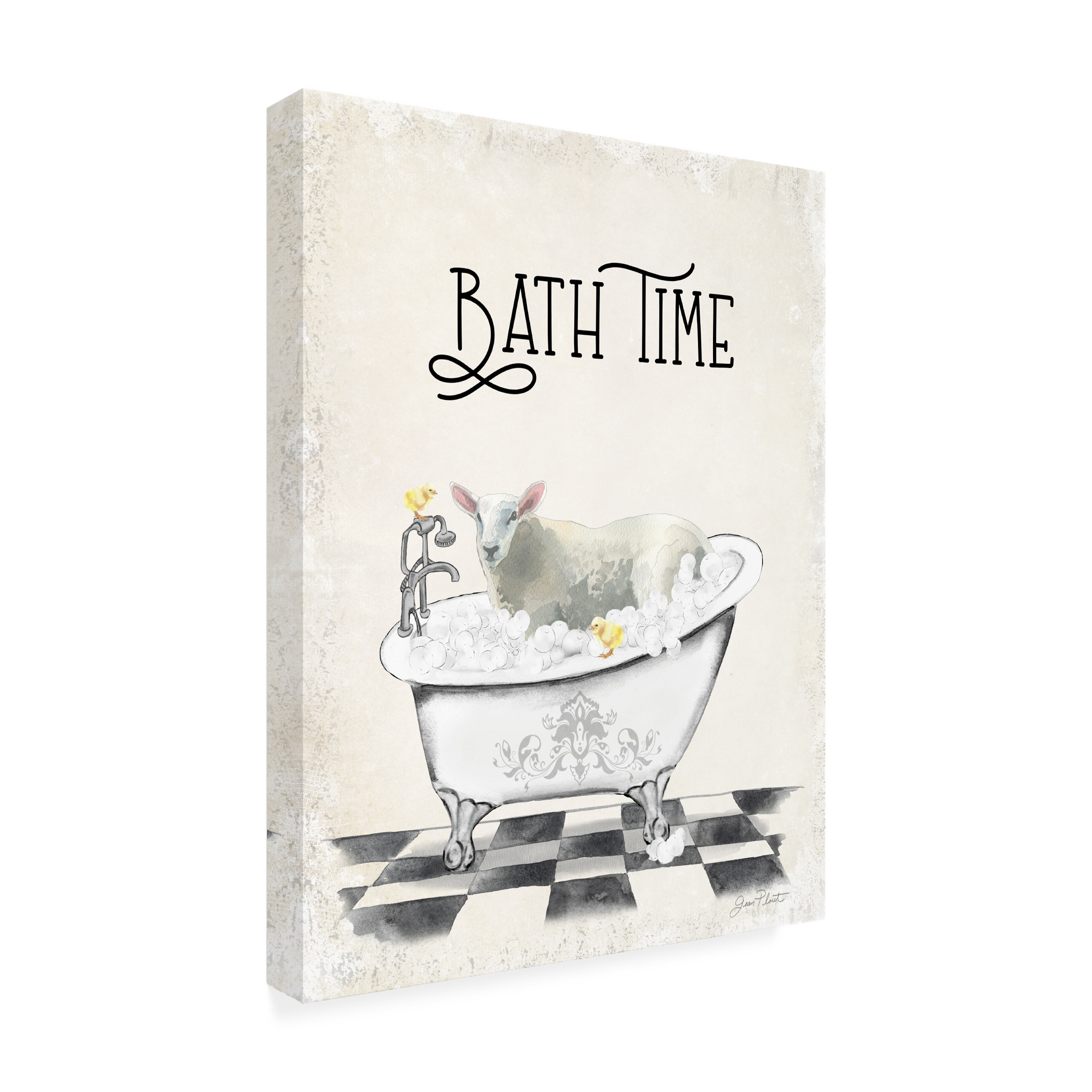 Canvas Wall Art - Jean Plout 'Farm Animals Bath C' Wall Art for Living Room, Bedroom, or Office DÃ©cor by Trademark Fine Art - 24 x 32 Inches