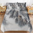 thumbnail image 6 of 3 Pcs Soft Bedding Set, Includes 1 Duvet Cover with Zipper And 2 Pillow Shams,Chinese Art Mountain And River Ink Painting Twin(86"x70"), 6 of 8