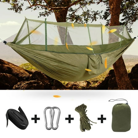 Portable Camping Hammock with Net, AYAMAYA 2 Person lightweight Nylon Hammock Tent Hold Up to 440lbs for Backpacking Hiking Travel