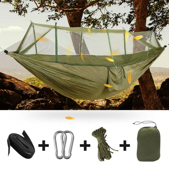 Portable Camping Hammock with Net, AYAMAYA 2 Person lightweight Nylon Hammock Tent Hold Up to 440lbs for Backpacking Hiking Travel