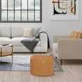 thumbnail image 3 of Pemberly Row Boho Round Pouf in Distressed Brown Faux Leather, 3 of 6