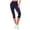 Navy women's high waisted capri leggings a1, variant on Cagogo Women's High Waisted Capri Leggings Stretch Solid Slim Fit Sporty Workout Activewear Yoga Running Lounge Casual Capri Pants, Brown L