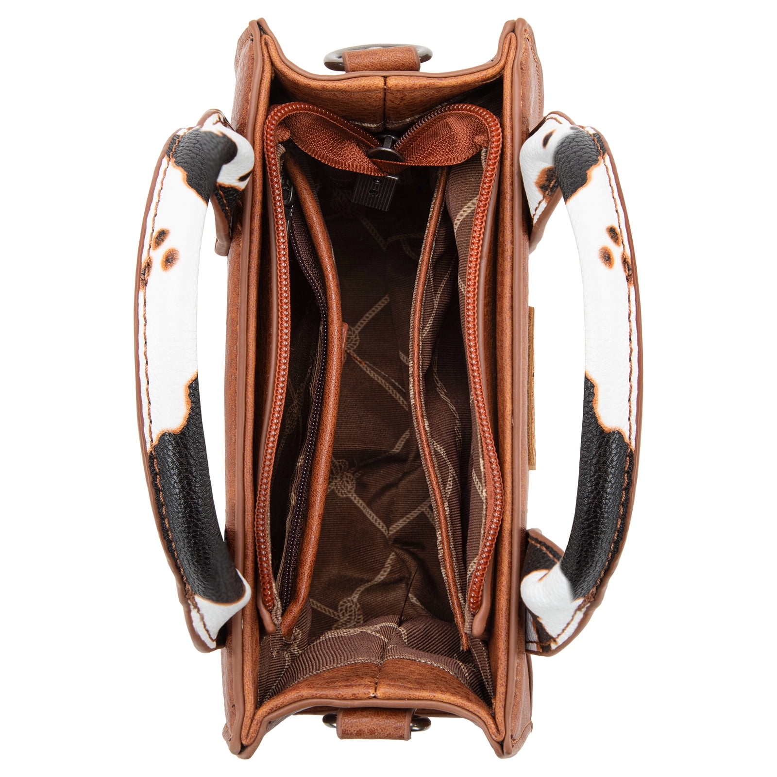 Wrangler Mini Tote Bag for Women Cow Print Western Crossbody Purse, Cow Print-Brown