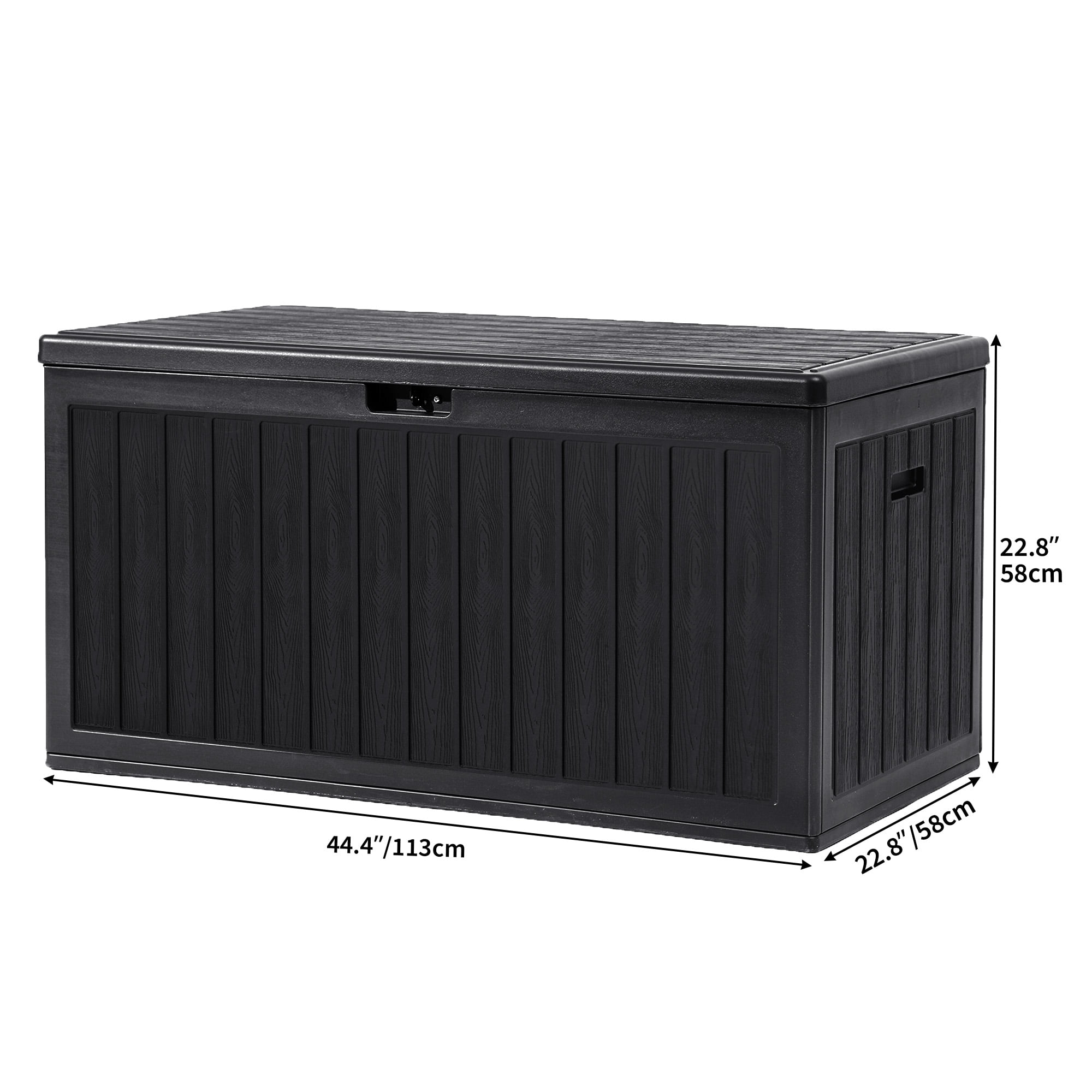 Dextrus 90 Gallon Outdoor Deck Box, Double-Wall Resin Storage Boxes, for Patio Furniture, Garden Tools, Lockable & Waterproof,Black