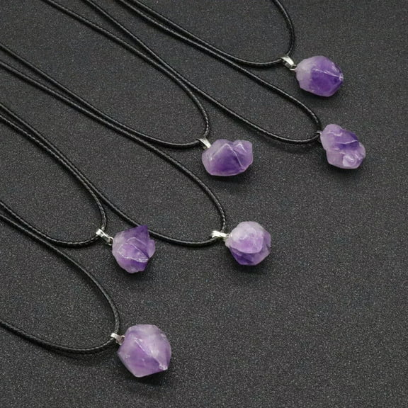 HOOUN 20pcs Natural Amethyst Quartz Crystal Cluster Pendant Necklace Charka Healing