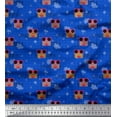 thumbnail image 1 of Soimoi Blue Moss Georgette Fabric Musical Notes,Dot & Goggles Fashion Printed Fabric 1 Yard 42 Inch Wide, 1 of 3
