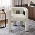 thumbnail image 2 of BELLEZE Modern Boucle Chairs Set of 2, Linen Dining Chairs with Barrel Sidearms and Back, Minimalist Upholstered Kitchen Armchairs for Dining Room - Lisbon (Cream), 2 of 7