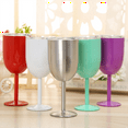 thumbnail image 4 of Wine Glass Stainless Steel Double Layer Goblet Color Large Capacity Tumbler Wine Cup Light Blue, 4 of 8