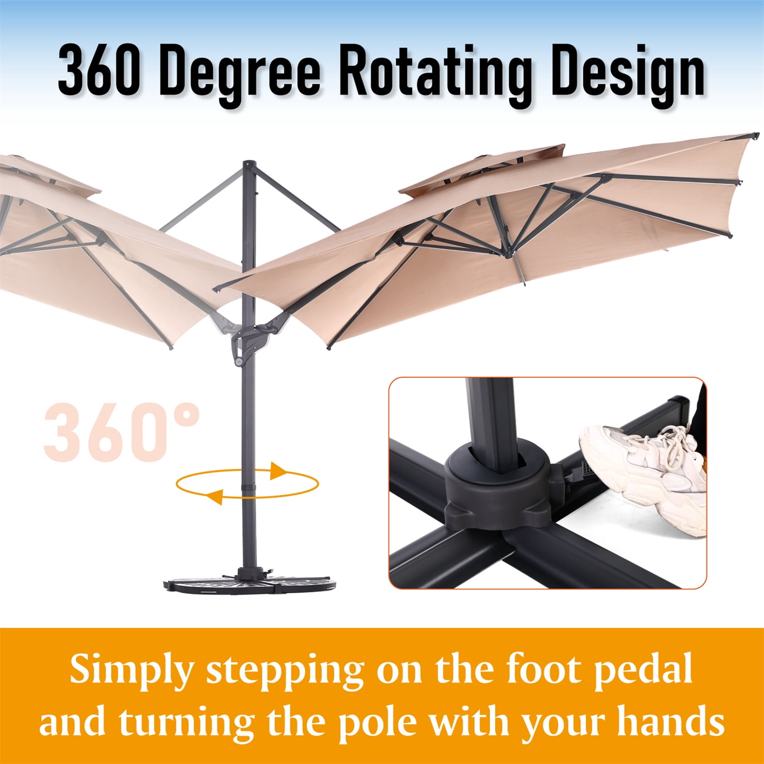Summit Living 10ft Beige Offset Patio Umbrella, Fade Resistant