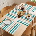 thumbnail image 5 of Teal Brown Stripe Placemats Set of 12 Gradient Geometric Vertical Striped Place Mats Indoor Wipeable Table Mats Washable Cloth Dining Table Placemats for Kitchen Holiday Party Home Decor 13x19 Inch, 5 of 9