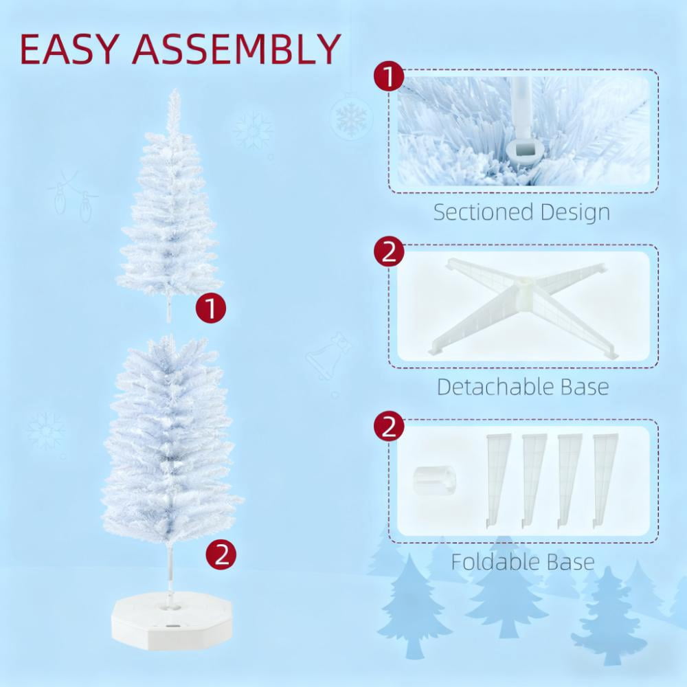 5ft Unlit Snow Flocked Pencil Christmas Tree 294 Tips Flame Retardant Small Space Holiday Decor