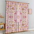 thumbnail image 4 of Retro Jacquard Design Blackout Rod Pocket Curtains for Girls Bedroom, Mandala Geometry Flowers Foldable Long Window Drapes, Thermal Insulation Shading Curtains for Living Room Study-W42xL54in, 4 of 6