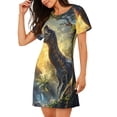 thumbnail image 2 of Fotbe Sunshine Jungle Dinosaur Pattern Women's Cotton Nightgown Sleepwear Short Sleeves Shirt Casual Print Sleepdress, 2 of 6