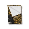thumbnail image 2 of Honeycomb Soft Flannel Fleece Throw Blanket, Honey Themed Composition with Bees Hexagons and Lettering, Cozy Plush for Indoor and Outdoor Use, 50" x 60", Grey Yellow, by Ambesonne, 2 of 5