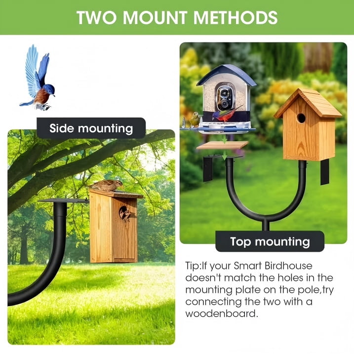 Squirrel Proof Bird Feeder Pole - Adjustable 47"-108" Heavy Duty Pole with Upgraded U-Shape Platform, 4 Hooks, Includes Birdbath & Tray for Outdoor Garden Yard
