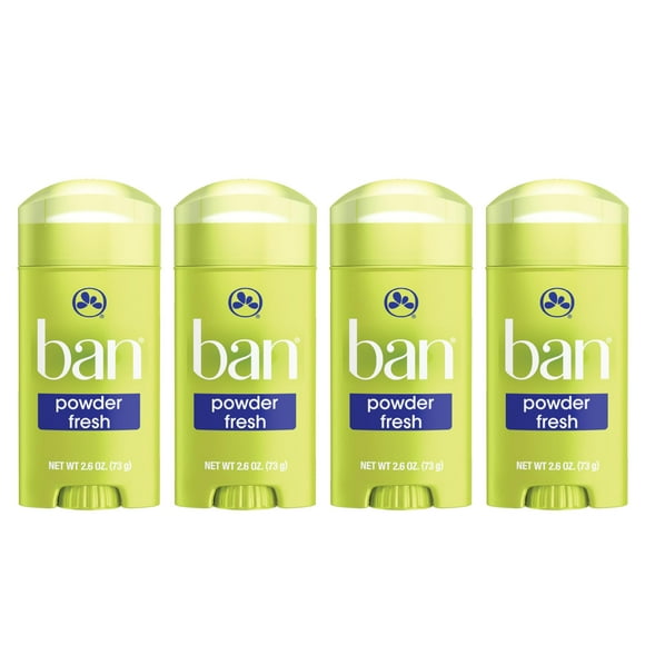 Ban Poudre Fraîche 24 Heures Antisudorifique Invisible 2.6oz Déodorant Solide Protection des Aisselles contre l'Humidité avec Ingrédients Anti-Odeurs (Lot de 4)
