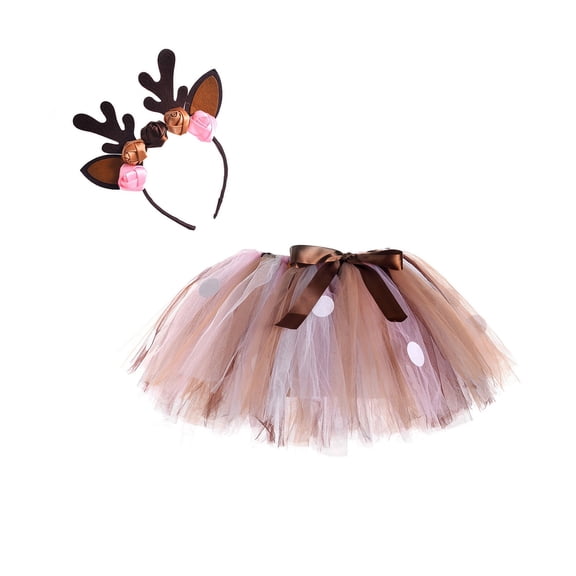 Girls Tutu Skirt Hairband Set Deer Girls Dress up Clothes Halloween Kids 7-8 Years