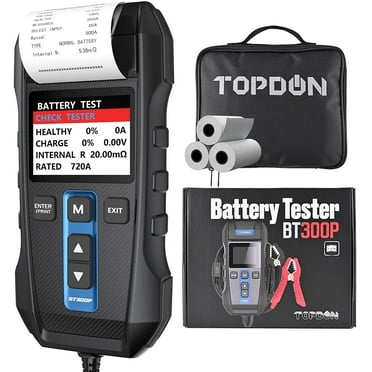 Car Battery Tester TOPDON BT300P 12V 24V 100-2000CCA Lead-Acid Battery Alternator Tester with Built-in Printer
