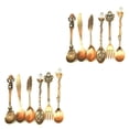 thumbnail image 3 of Cateissary De vajilla Retro, tenedor, cuchara de aleación, cuchara de cocina, cucharón de cocina, cucharilla de doméstico, cubiertos cobre rojo 2piezas, 3 of 6