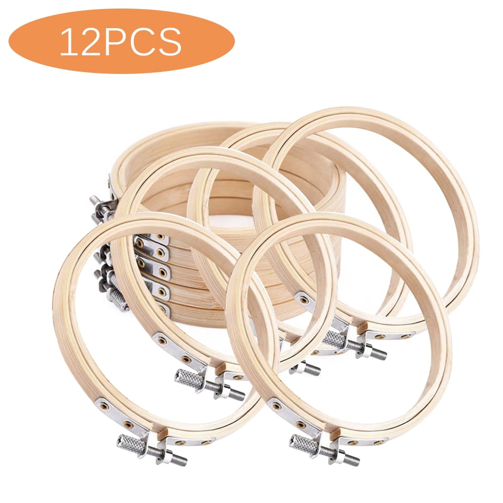 Onever 12pcs Embroidery Hoop Bamboo Cross Stitch Stitchwork Hoop For Embroidery Cross Stitch