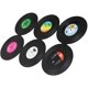 thumbnail image 2 of Juego de 12 posavasos retro para CD posavasos negros bajo cristal, 2 of 4