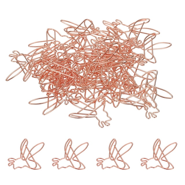 40pcs Paper Clip, Bee Shape Paper Clip Small Cute Rust-Proof Metal Strong Durable Bulk for Office Home, 38mm, Rose Gold