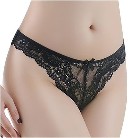 

abcnature Co.Ltd Women s Lace Thongs T Back Low Waist See Through Panties Sexy Seamless V-Shape Design Lace Thongs Briefs