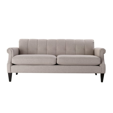 Jennifer Taylor Home Giotto Channel Tufted Roll Arm Sofa Taupe