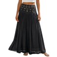 thumbnail image 3 of CAIXIA Black Mini Skirts for Women Straight Solid Color Soft & Lightweigh Women's Chiffon Elastic Waist Pleated Flared Maxi Skirts, 3 of 6